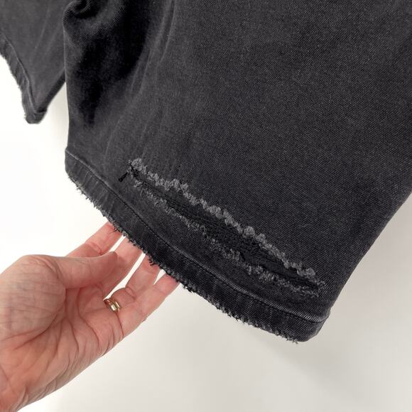 Homme + Femme NEW Distressed Flames Logo Jean Shorts Mens Sz 36 Black Stretch - Picture 7 of 10